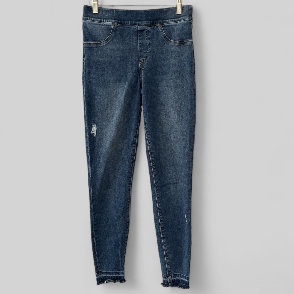 SPANX Distressed Jeggings Womens Size Medium Super Skinny Raw Hem Pull On